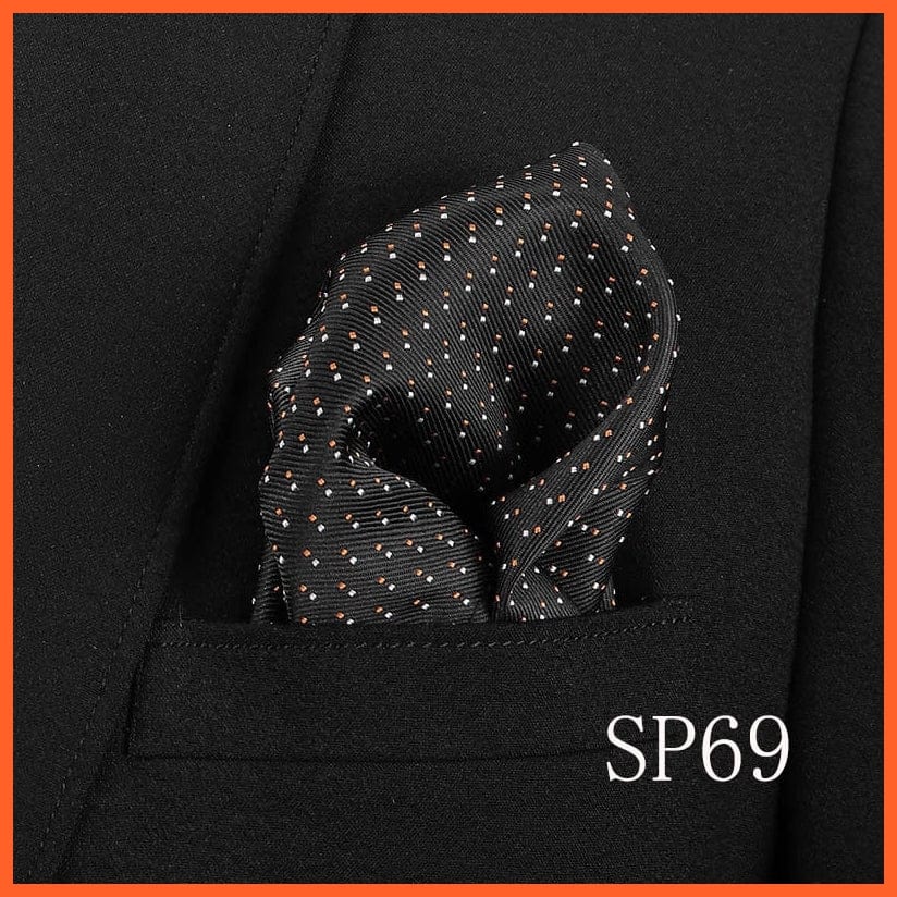 whatagift.com.au Handkerchief SP69 Fashion Silk Vintage Hankies Men'S Pocket Square Striped Solid Handkerchiefs
