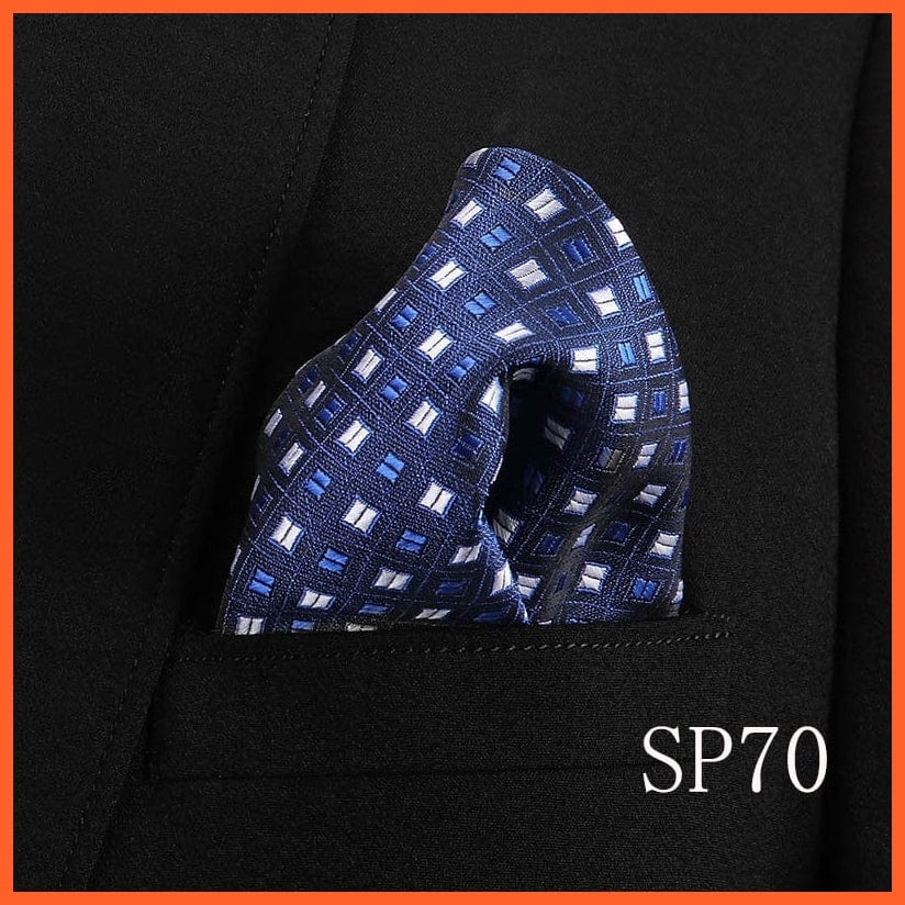 whatagift.com.au Handkerchief SP70 Fashion Silk Vintage Hankies Men'S Pocket Square Striped Solid Handkerchiefs