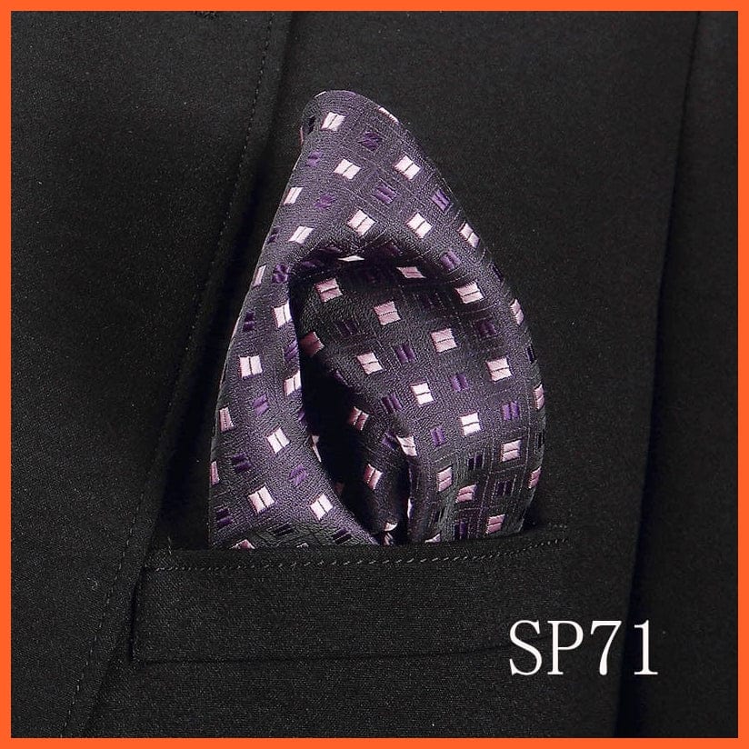 whatagift.com.au Handkerchief SP71 Fashion Silk Vintage Hankies Men'S Pocket Square Striped Solid Handkerchiefs