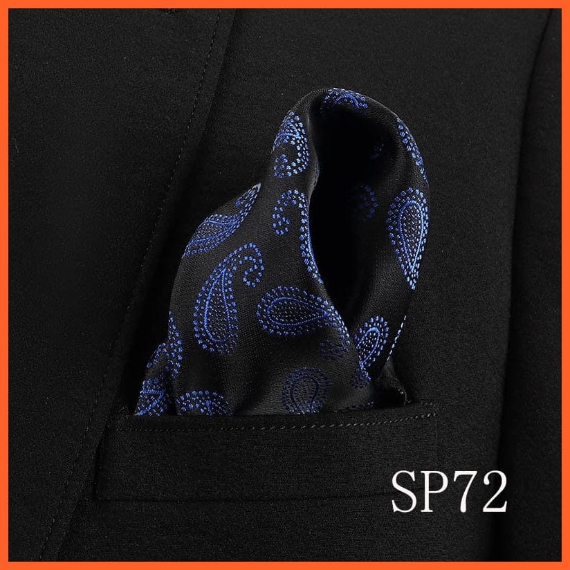 whatagift.com.au Handkerchief SP72 Fashion Silk Vintage Hankies Men'S Pocket Square Striped Solid Handkerchiefs