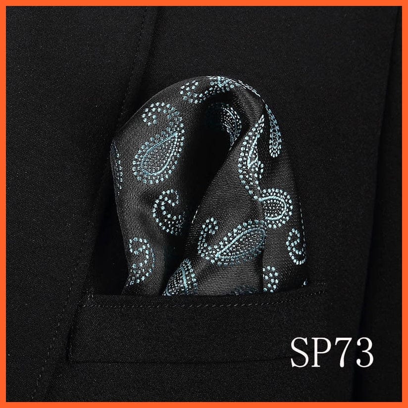 whatagift.com.au Handkerchief SP73 Fashion Silk Vintage Hankies Men'S Pocket Square Striped Solid Handkerchiefs