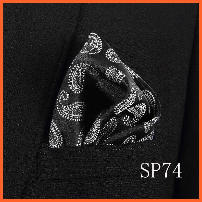 whatagift.com.au Handkerchief SP74 Fashion Silk Vintage Hankies Men'S Pocket Square Striped Solid Handkerchiefs