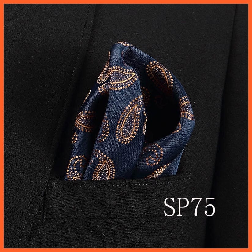 whatagift.com.au Handkerchief SP75 Fashion Silk Vintage Hankies Men'S Pocket Square Striped Solid Handkerchiefs