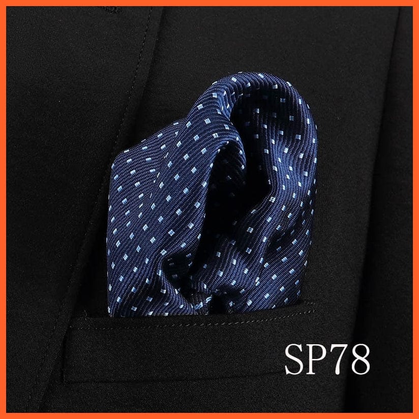 whatagift.com.au Handkerchief SP78 Fashion Silk Vintage Hankies Men'S Pocket Square Striped Solid Handkerchiefs