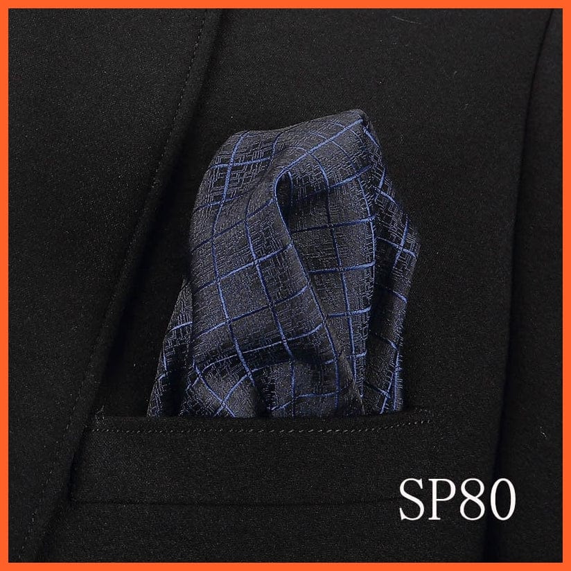 whatagift.com.au Handkerchief SP80 Fashion Silk Vintage Hankies Men'S Pocket Square Striped Solid Handkerchiefs