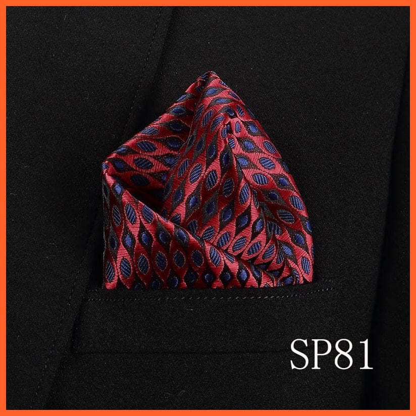 whatagift.com.au Handkerchief SP81 Fashion Silk Vintage Hankies Men'S Pocket Square Striped Solid Handkerchiefs