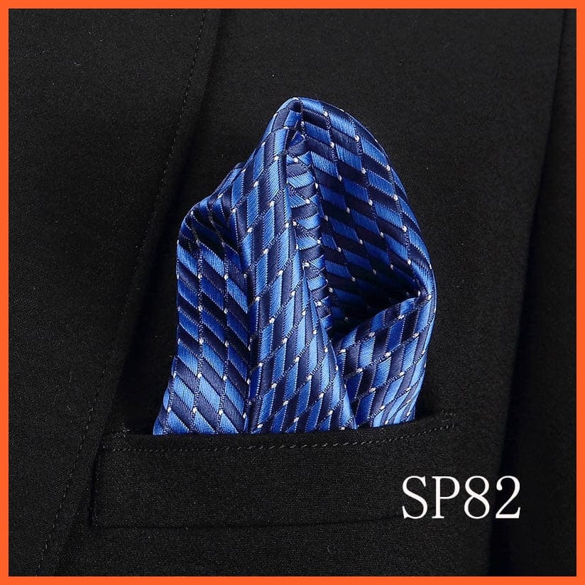 whatagift.com.au Handkerchief SP82 Fashion Silk Vintage Hankies Men'S Pocket Square Striped Solid Handkerchiefs