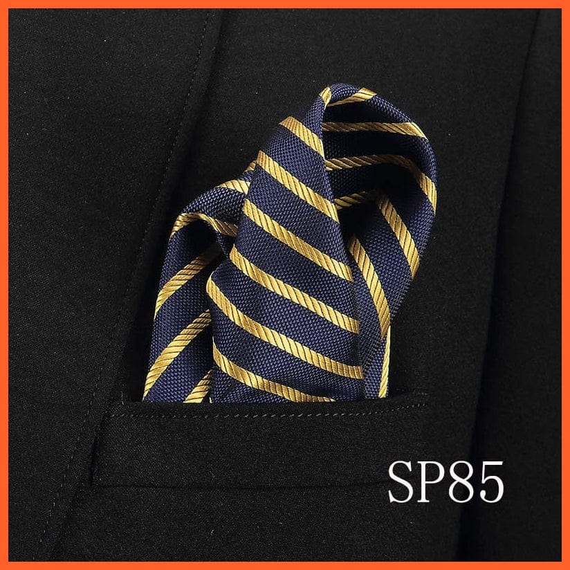 whatagift.com.au Handkerchief SP85 Fashion Silk Vintage Hankies Men'S Pocket Square Striped Solid Handkerchiefs