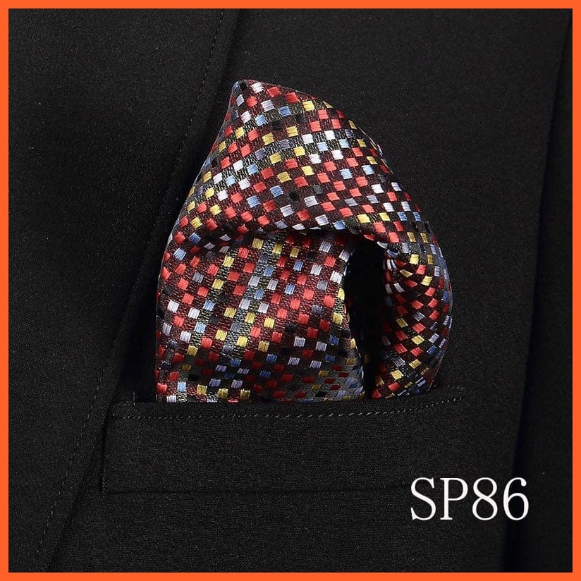whatagift.com.au Handkerchief SP86 Fashion Silk Vintage Hankies Men'S Pocket Square Striped Solid Handkerchiefs
