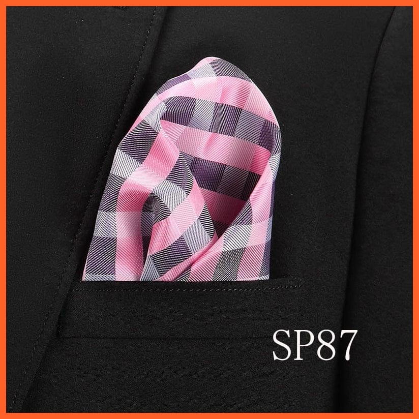 whatagift.com.au Handkerchief SP87 Fashion Silk Vintage Hankies Men'S Pocket Square Striped Solid Handkerchiefs