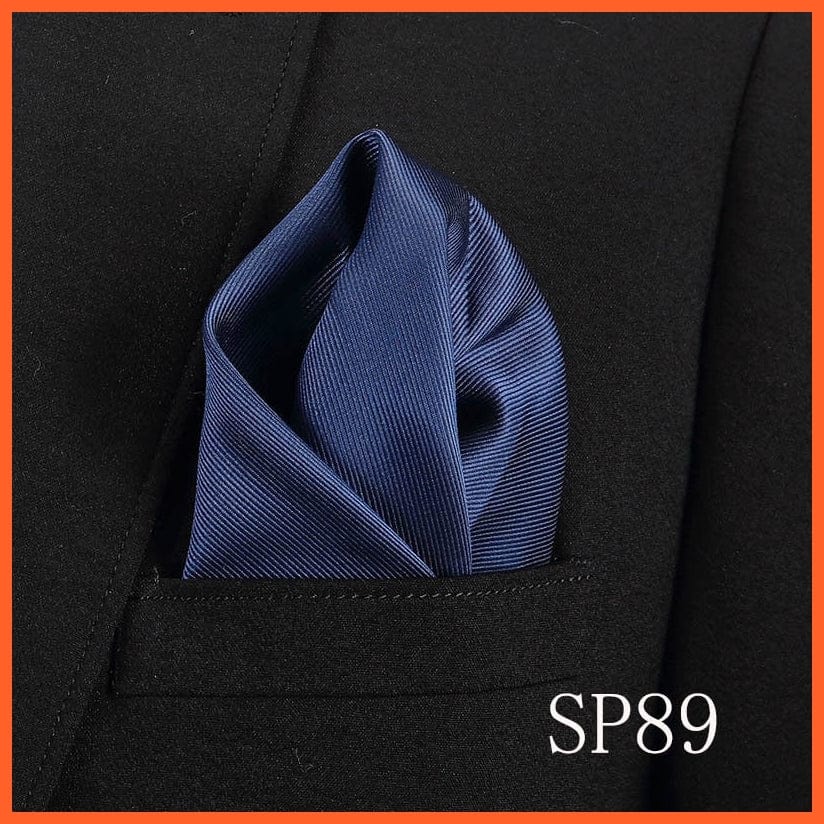 whatagift.com.au Handkerchief SP89 Fashion Silk Vintage Hankies Men'S Pocket Square Striped Solid Handkerchiefs