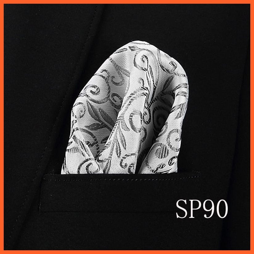 whatagift.com.au Handkerchief SP90 Fashion Silk Vintage Hankies Men'S Pocket Square Striped Solid Handkerchiefs