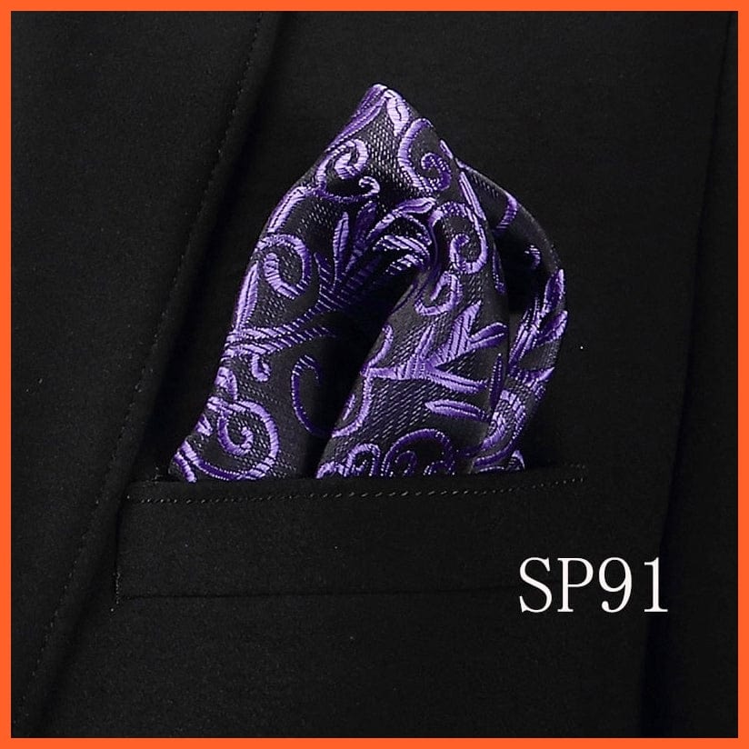 whatagift.com.au Handkerchief SP91 Fashion Silk Vintage Hankies Men'S Pocket Square Striped Solid Handkerchiefs