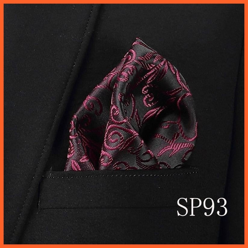 whatagift.com.au Handkerchief SP93 Fashion Silk Vintage Hankies Men'S Pocket Square Striped Solid Handkerchiefs