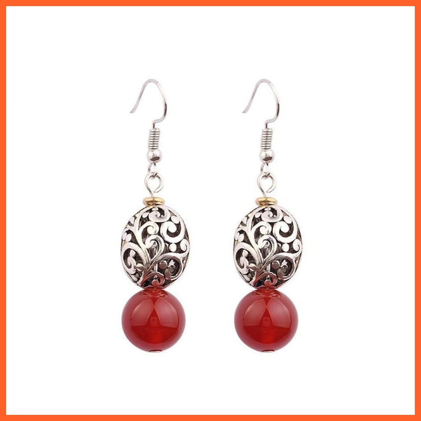 Handmade Vintage Tibetan Earring | Original Nature Stones Metal Jewelry Exotic Earrings | whatagift.com.au.