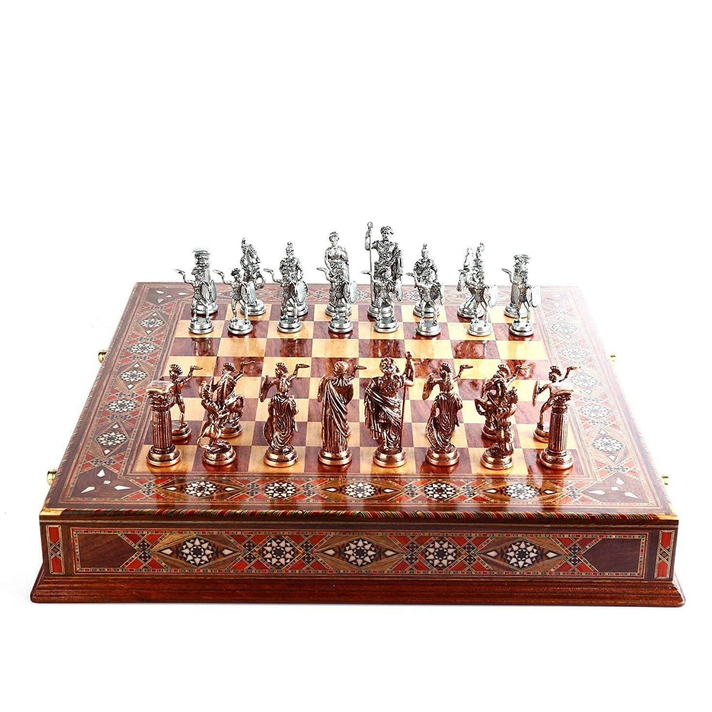 Handmade Vintage Chess Board | Wooden Board & Hand Crafted Roman Pieces | Classic Chess Board | whatagift.com.au.