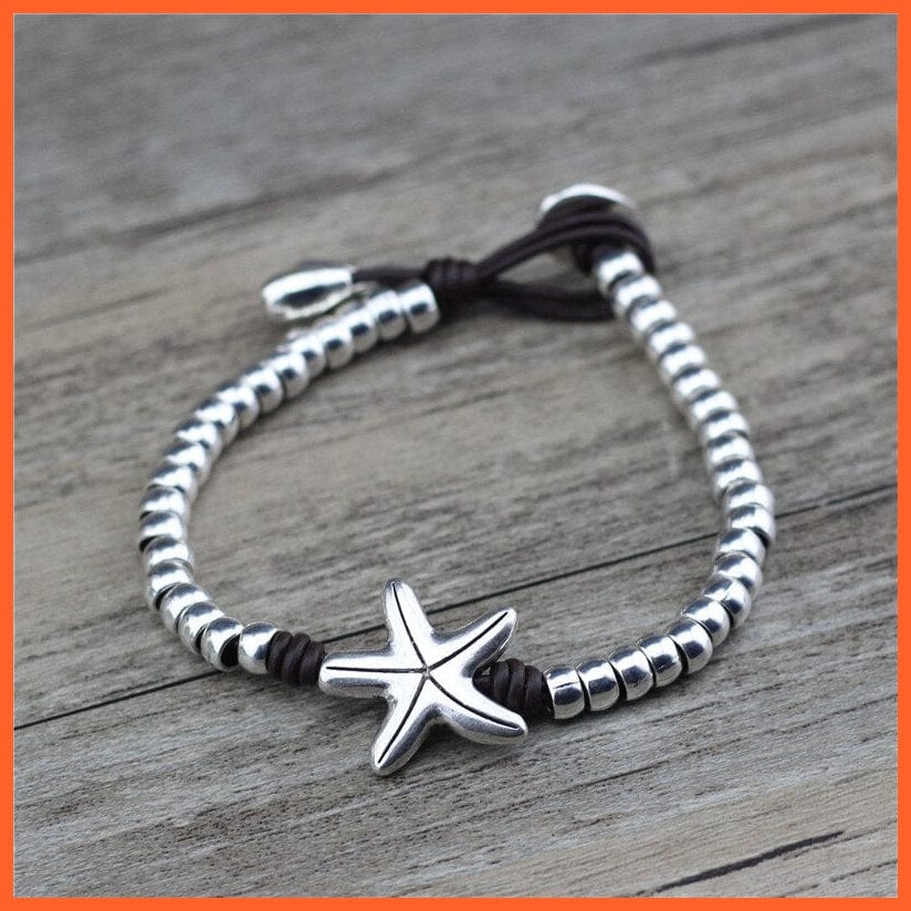 whatagift.com.au Handmade Wrap Beads Ocean Starfish Women Leather Bracelet