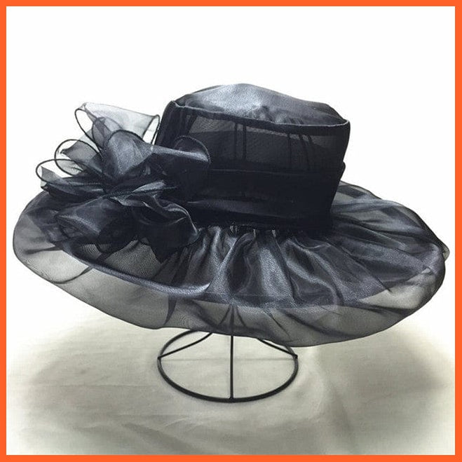 whatagift.com.au Hats F306 Black Elegant Fashion Women's Church Hats | Summer Sun Wide Brim Sea Beach Hat
