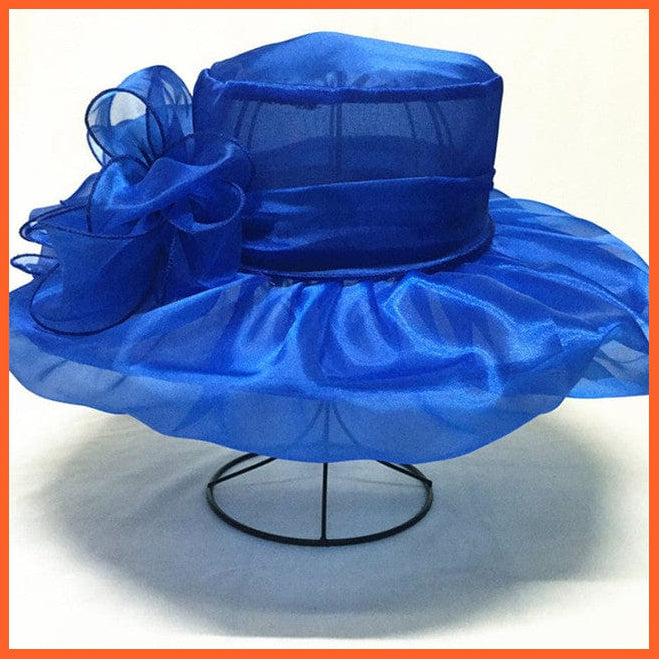 whatagift.com.au Hats F306 Blue Elegant Fashion Women's Church Hats | Summer Sun Wide Brim Sea Beach Hat