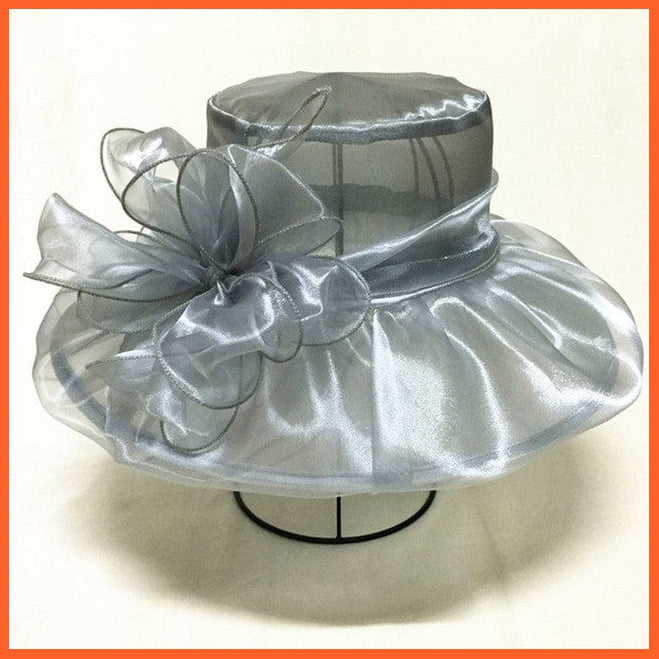 whatagift.com.au Hats F306 Gray Elegant Fashion Women's Church Hats | Summer Sun Wide Brim Sea Beach Hat