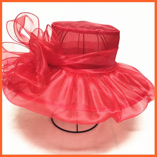 whatagift.com.au Hats F306 Red Elegant Fashion Women's Church Hats | Summer Sun Wide Brim Sea Beach Hat