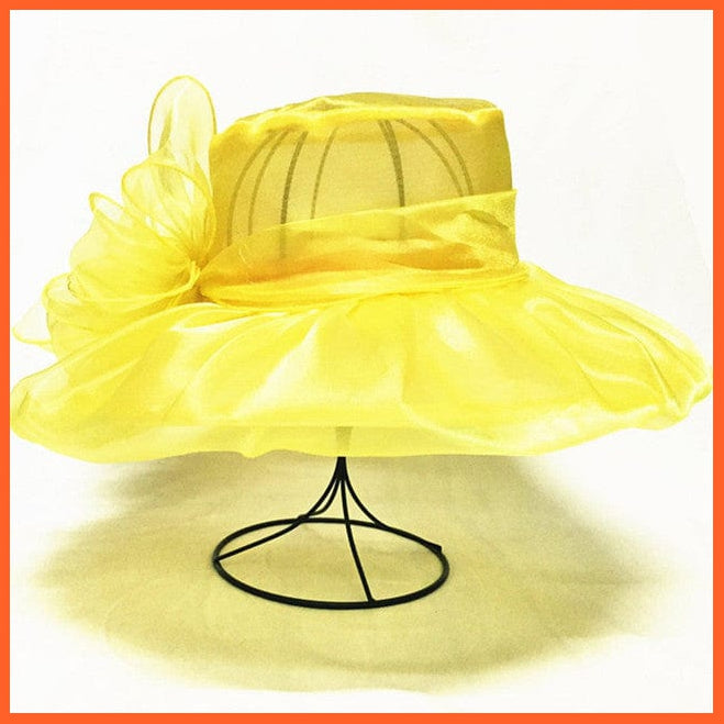 whatagift.com.au Hats F306 Yellow Elegant Fashion Women's Church Hats | Summer Sun Wide Brim Sea Beach Hat