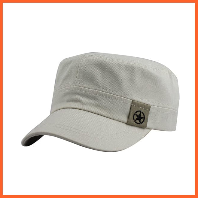 whatagift.com.au Hats F405 Beige New Fashion Sun Casual Military Hat | Vintage Cotton Sailor Patrol Fatigue Hats