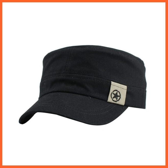 whatagift.com.au Hats F405 Black New Fashion Sun Casual Military Hat | Vintage Cotton Sailor Patrol Fatigue Hats