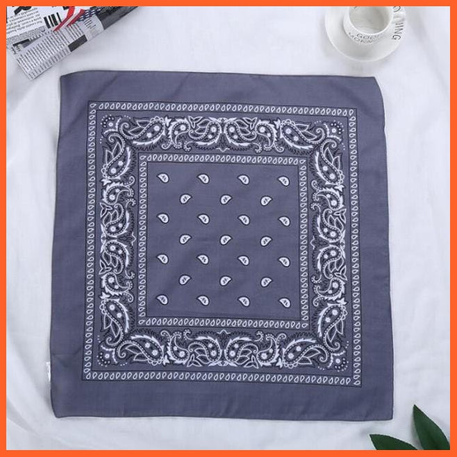 whatagift.com.au Headband 0279-grey Bohemian Print Bandana Hair Bands |  Women Turban Square Scarf Handkerchief