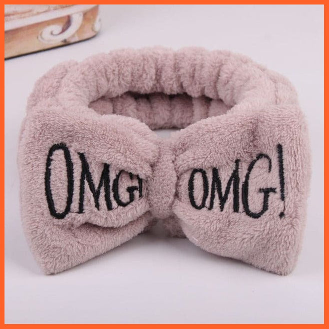 whatagift.com.au Headband 12 New OMG Letter Coral Fleece Bow Hairbands | Headwear Turban Hair Accessories