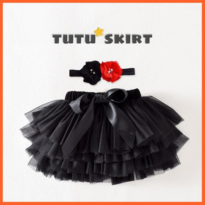 whatagift.com.au Headband black / 12M Baby Girls Tulle Infant Newborn Tutu  2pcs Short Skirts+Headband Set