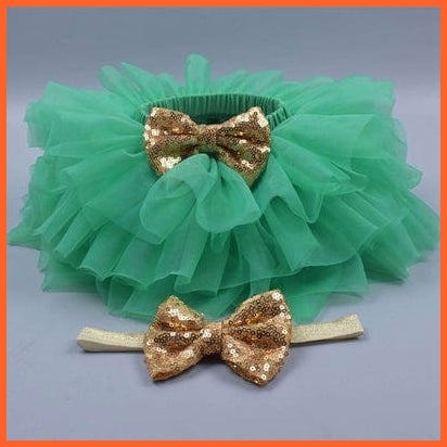 whatagift.com.au Headband green / 18M Baby Girls Infant Newborn 2pcs Rainbow Short Skirts | Headband Set Tutu Skirts
