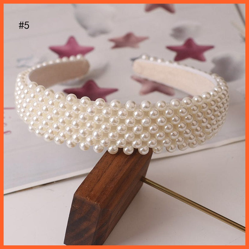 whatagift.com.au Headband Hair Hoop women hairbands | Sweet Beaded Pearl Hair Accessories