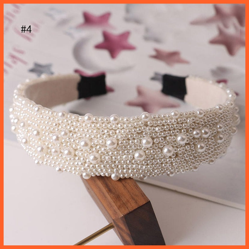 whatagift.com.au Headband Hair Hoop women hairbands | Sweet Beaded Pearl Hair Accessories