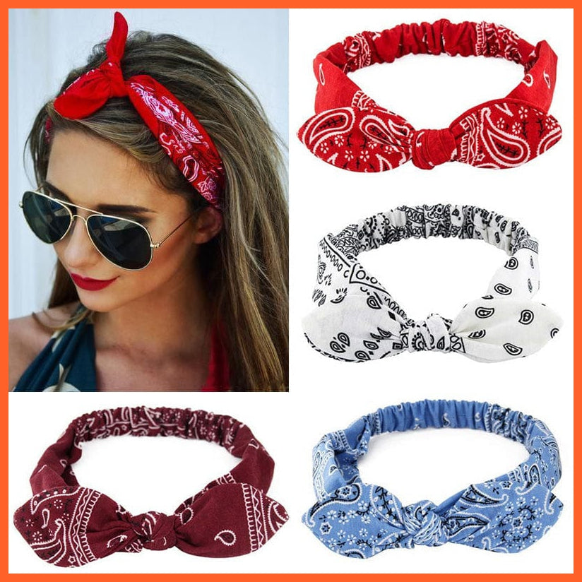 whatagift.com.au Headband New Boho Soft Solid Print Headbands | Vintage Cross Knot Elastic Turban Bandanas