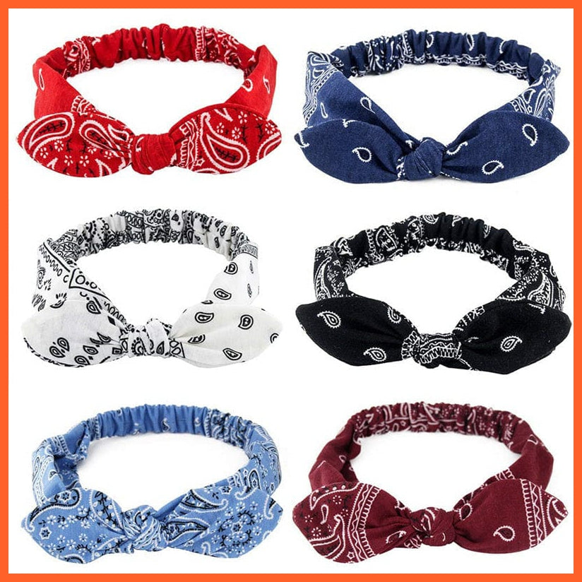 whatagift.com.au Headband New Boho Soft Solid Print Headbands | Vintage Cross Knot Elastic Turban Bandanas