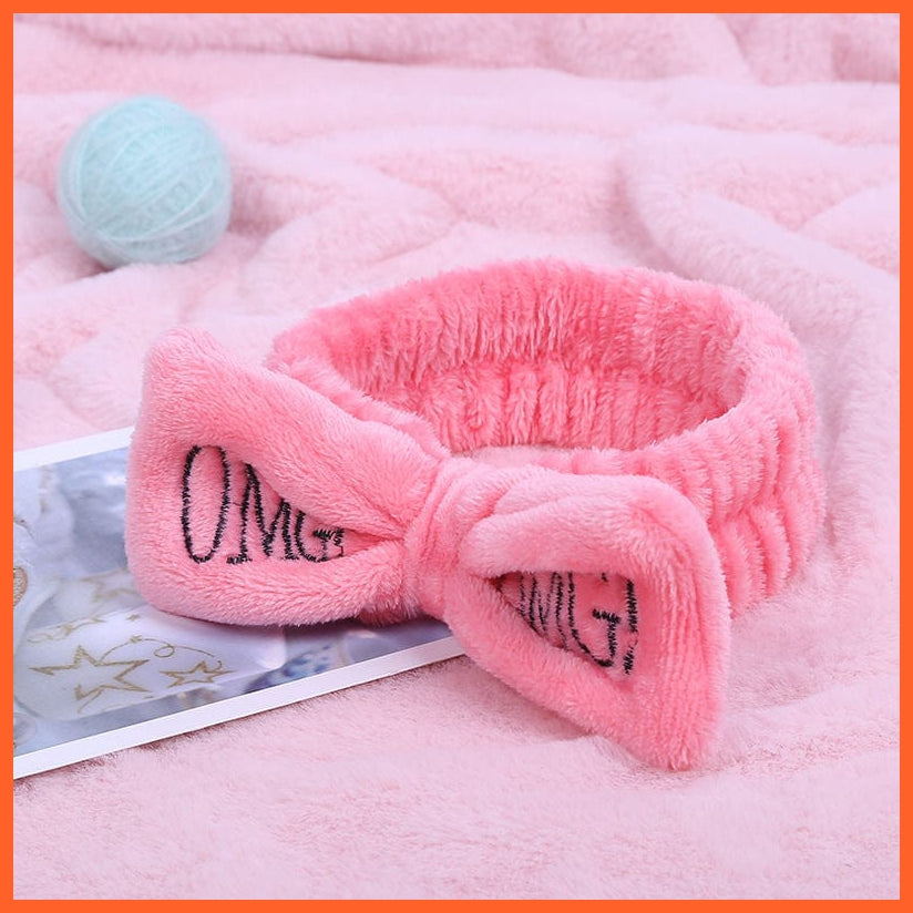whatagift.com.au Headband New OMG Letter Coral Fleece Bow Hairbands | Headwear Turban Hair Accessories