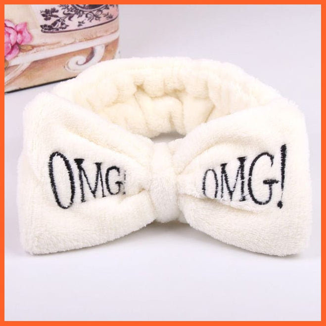 whatagift.com.au Headband New OMG Letter Coral Fleece Bow Hairbands | Headwear Turban Hair Accessories