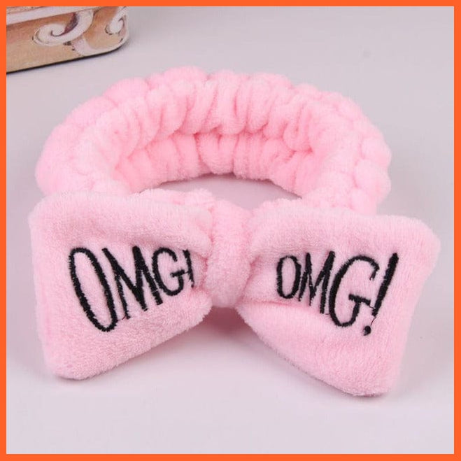 whatagift.com.au Headband New OMG Letter Coral Fleece Bow Hairbands | Headwear Turban Hair Accessories
