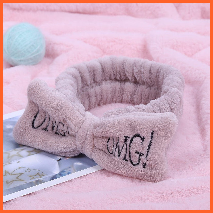 whatagift.com.au Headband New OMG Letter Coral Fleece Bow Hairbands | Headwear Turban Hair Accessories