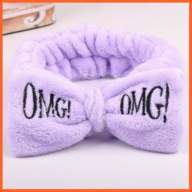 whatagift.com.au Headband New OMG Letter Coral Fleece Bow Hairbands | Headwear Turban Hair Accessories