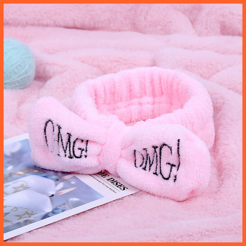 whatagift.com.au Headband New OMG Letter Coral Fleece Bow Hairbands | Headwear Turban Hair Accessories