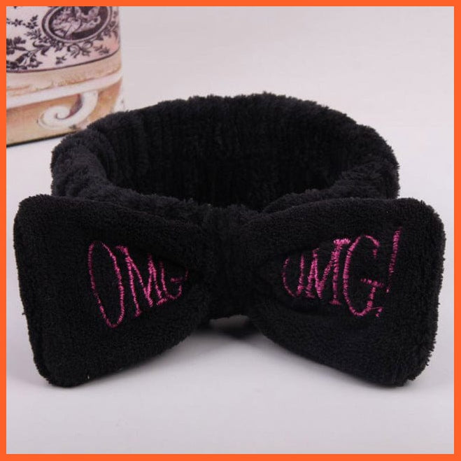 whatagift.com.au Headband New OMG Letter Coral Fleece Bow Hairbands | Headwear Turban Hair Accessories