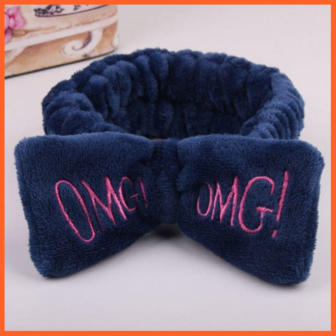 whatagift.com.au Headband New OMG Letter Coral Fleece Bow Hairbands | Headwear Turban Hair Accessories