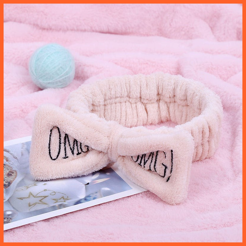 whatagift.com.au Headband New OMG Letter Coral Fleece Bow Hairbands | Headwear Turban Hair Accessories
