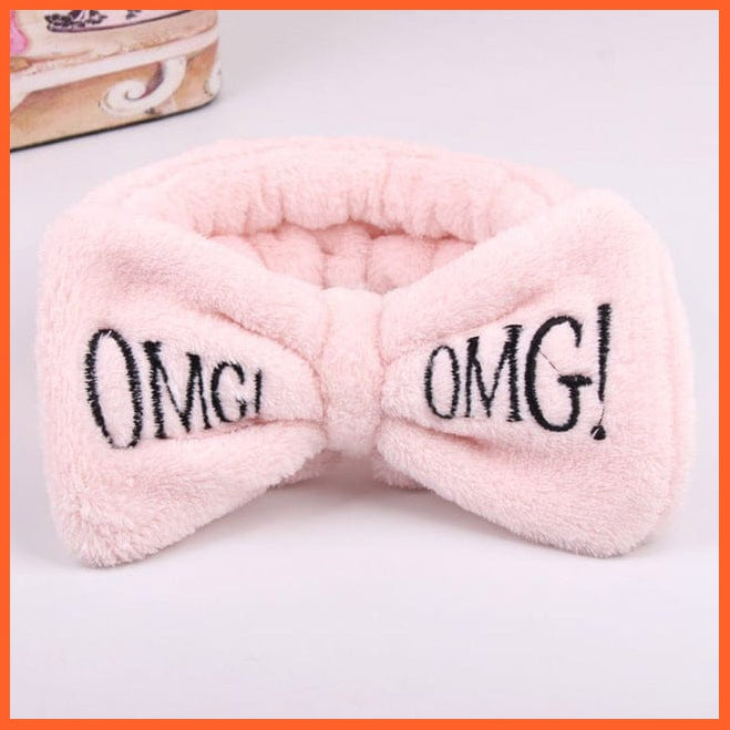whatagift.com.au Headband New OMG Letter Coral Fleece Bow Hairbands | Headwear Turban Hair Accessories