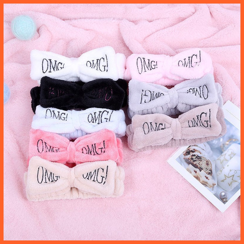 whatagift.com.au Headband New OMG Letter Coral Fleece Bow Hairbands | Headwear Turban Hair Accessories