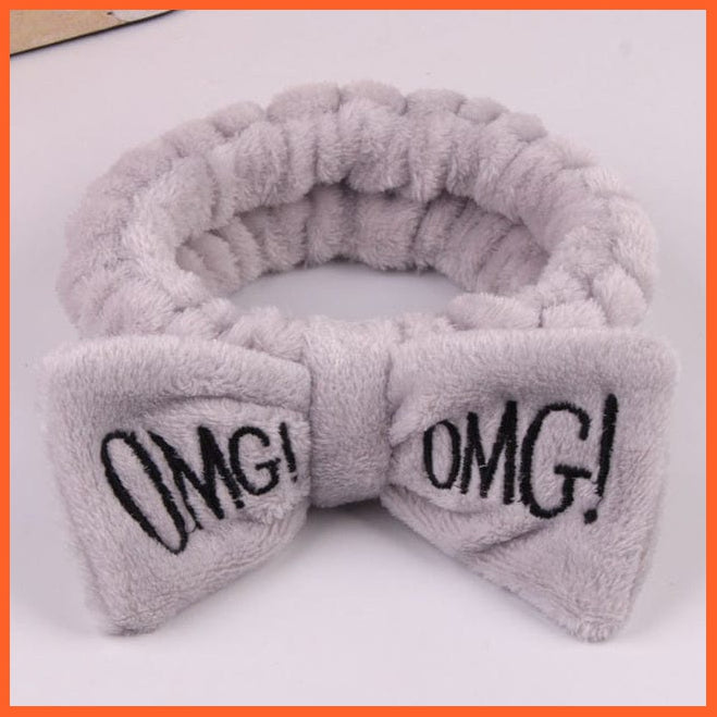 whatagift.com.au Headband New OMG Letter Coral Fleece Bow Hairbands | Headwear Turban Hair Accessories