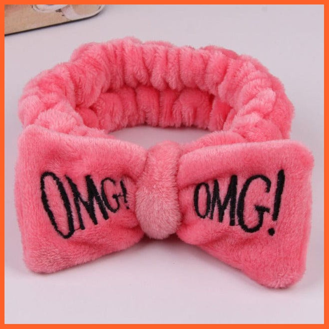 whatagift.com.au Headband New OMG Letter Coral Fleece Bow Hairbands | Headwear Turban Hair Accessories