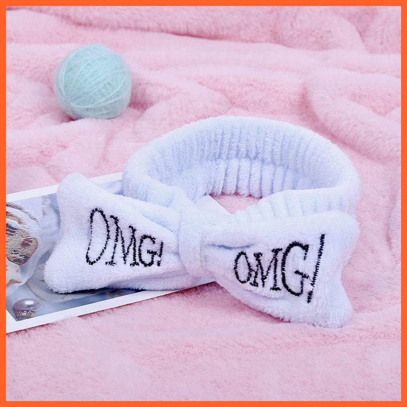 whatagift.com.au Headband New OMG Letter Coral Fleece Bow Hairbands | Headwear Turban Hair Accessories
